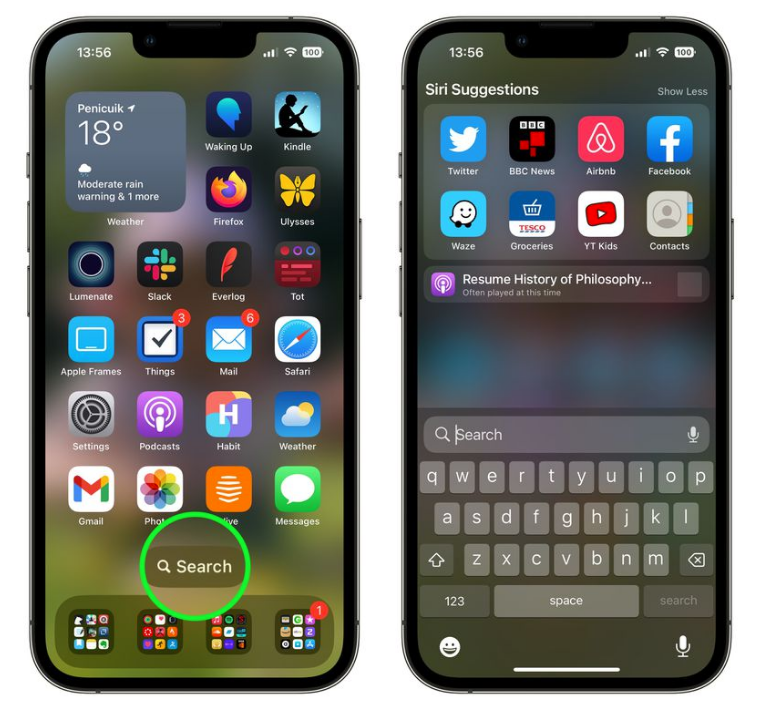 北海街道苹果手机维修分享升级到 iOS 16 后，如何删除主屏幕上的搜索按钮 
